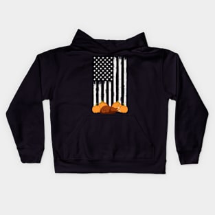 Thanksgiving American Flag Autumn Fall Colors Kids Hoodie